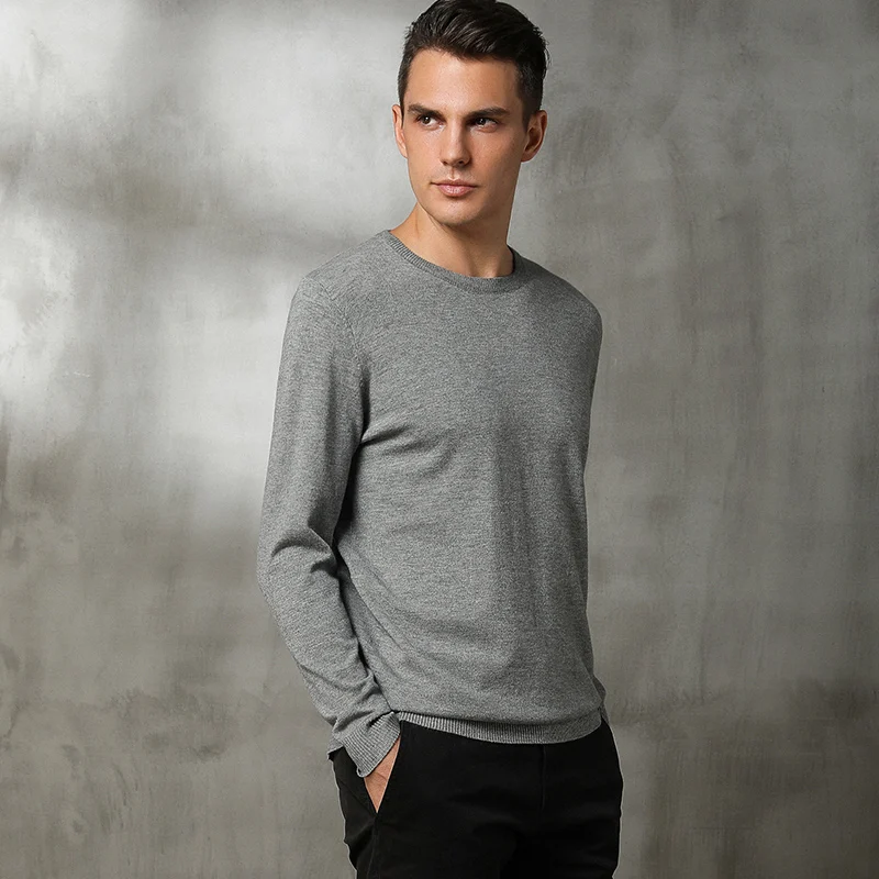 Cashmere sweater men's round neck warm loose solid color Pullover men's sweater background thickened coat