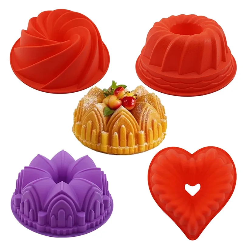 

Silicone Bakeware Mould Baking Pan Love Heart/vortex/crown Shape DIY Baking Tools Silicone Cake Mold Kitchen Accessories