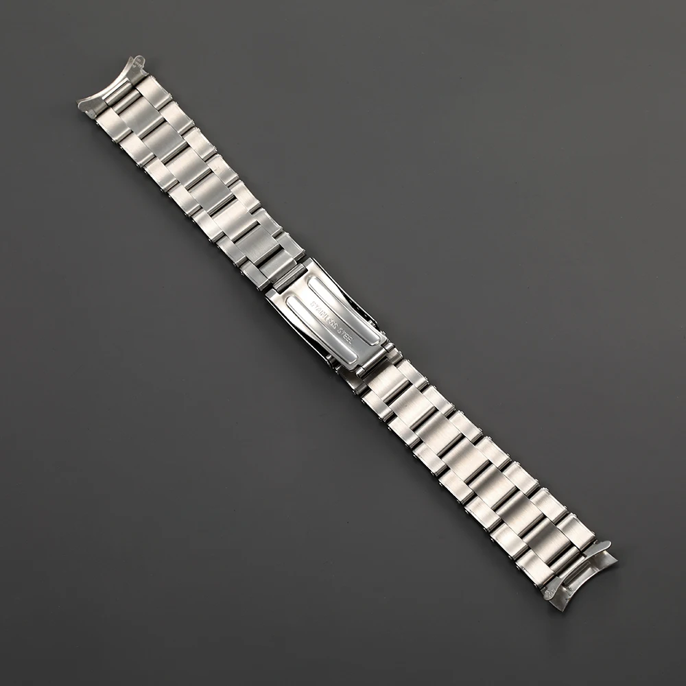 19mm 20mm 316L Stainless Steel Oyster Rivet Curved End Bracelet Watch band Strap Compatible For Rolex Invicta Watch