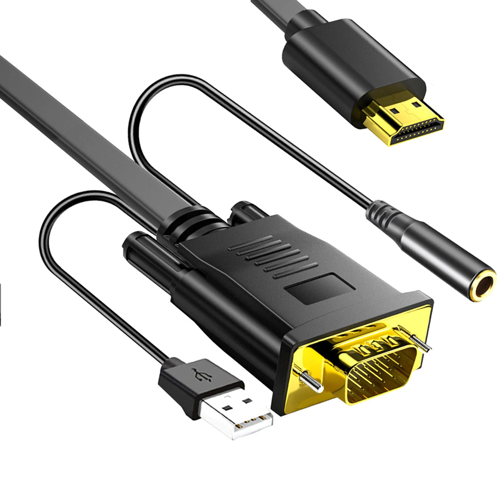 

1080P HDMIcompatible To VGA Cable Converter Audio Power Supply HDMIcompatible Male To VGA Female Adapter For Tablet Laptop PC TV