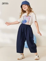 amii kids 2022 summer new t shirts for girls casual oneck 100 cotton printed tops for 3 12 years kids children clothes 22230053