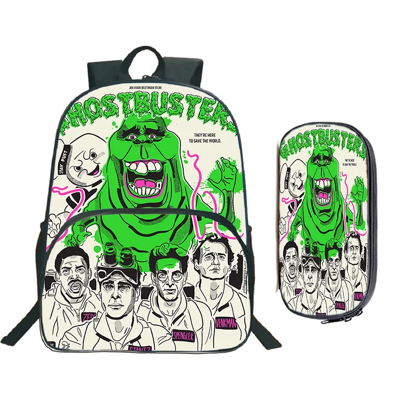 

Ghostbusters Funny Backpack Boys Girls Anime Rucksacks 2pcs Mochila Halloween Spooky Gifts Large Capacity Computer Shoulder Bag