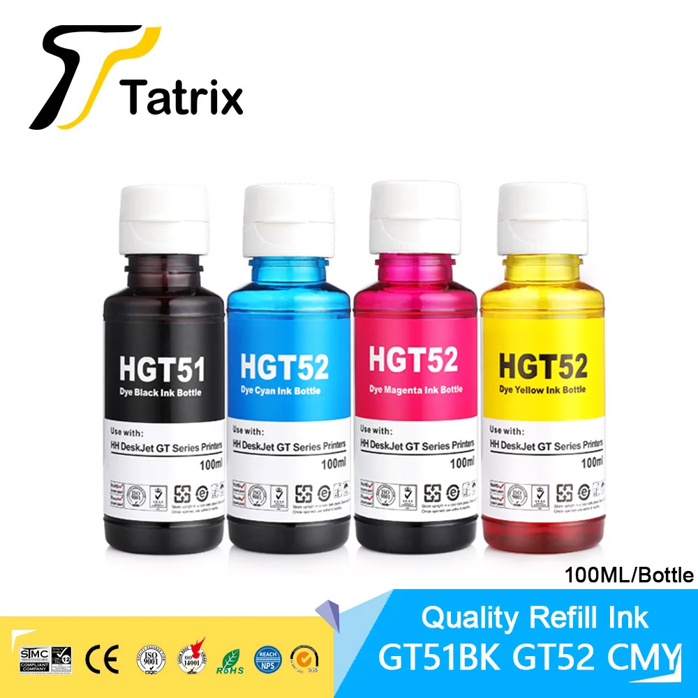 Набор чернил Tatrix Refill Dye для HP GT51 GT52 GT5810 GT5820 чернильного резервуара