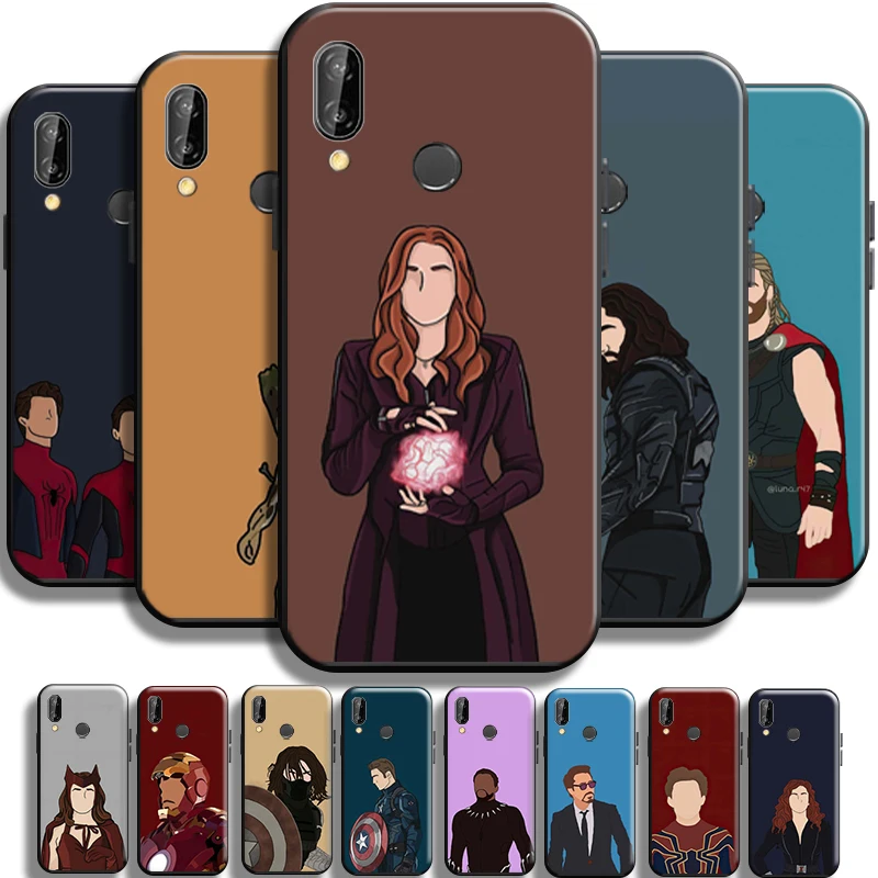 

Marvel Cartoon Comics Phone Case For Huawei P20 Pro P20 Lite Back Funda Black Shockproof TPU Coque Shell Soft Liquid Silicon