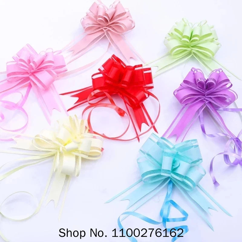 

100pcs Middle Size 30mm Solid Color Silver/black/beige Pull Bow Ribbon Gift Packing Flower Bow Knot Party Wedding Car Room Decor
