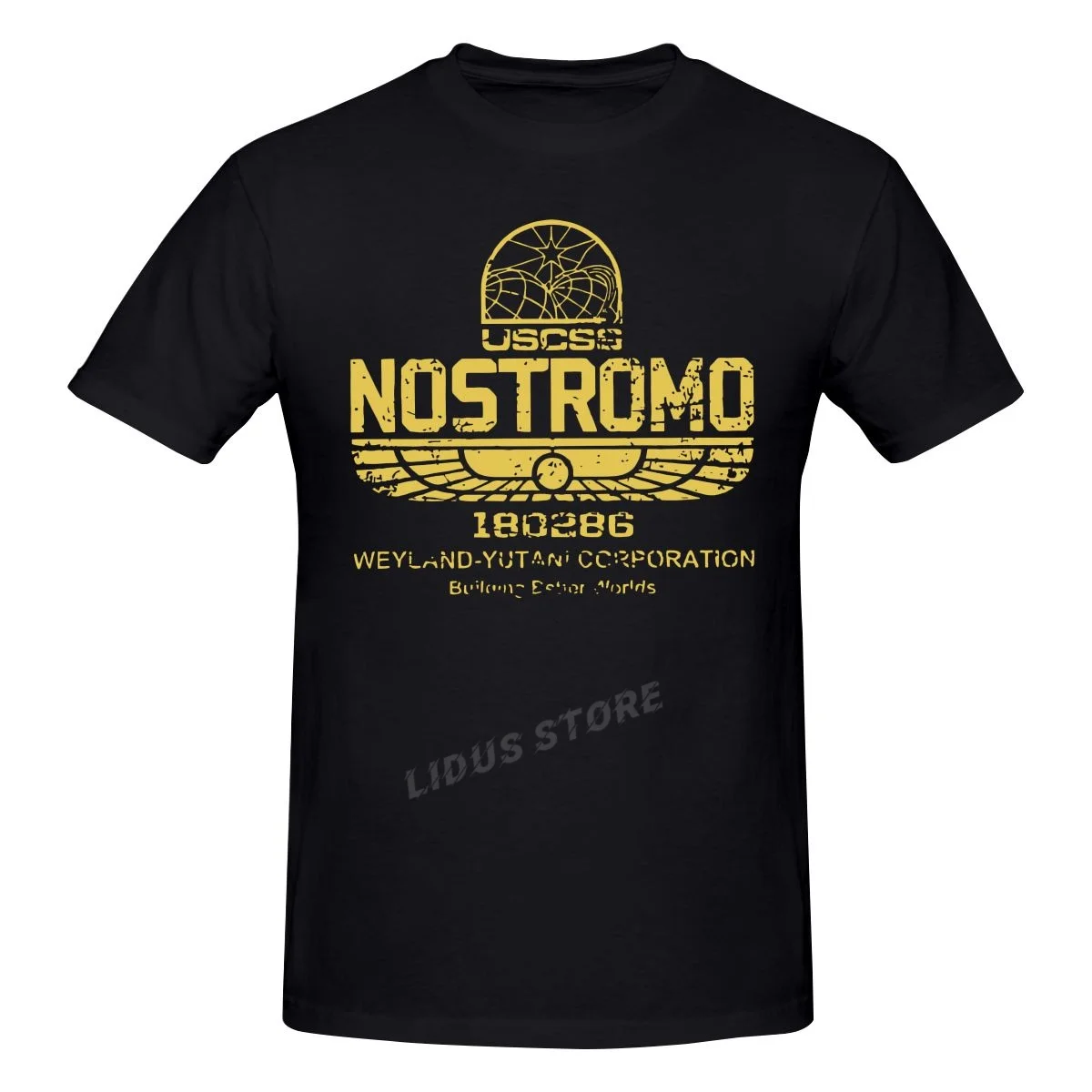 

Vintage Aliens Nostromo Gold Logo Weyland Yutani CORP T-shirt Harajuku Streetwear 100% Cotton Graphics Tshirt Brands Tee Tops