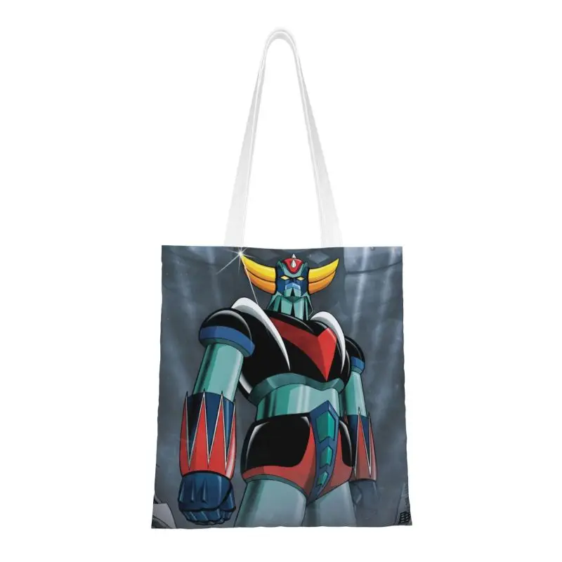 

Custom Goldorak Grendizer Shopping Canvas Bag Women Recycling Grocery Anime UFO Robot Goldrake Shopper Tote Bags