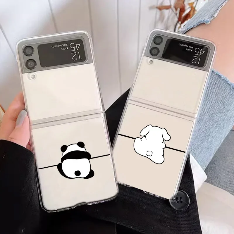 Прозрачный складной чехол для телефона с рисунком панды Samsung Galaxy Z Flip 5 ZFlip 6