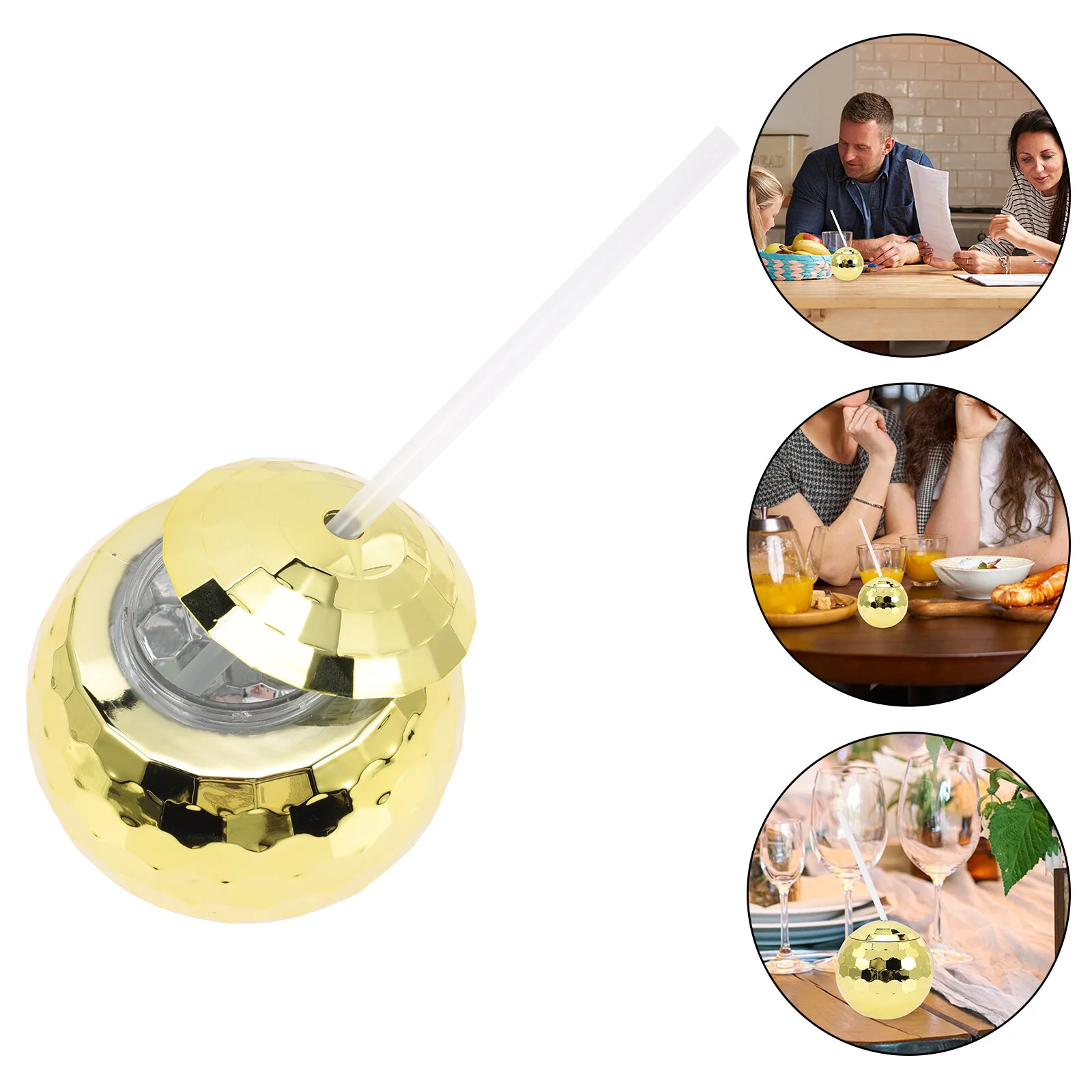 

4 Pcs Champagne Glass Flash Ball Cup Glass Party Martini 10.8x10.5cm Straw Ball-shaped Tumblers In Bulk