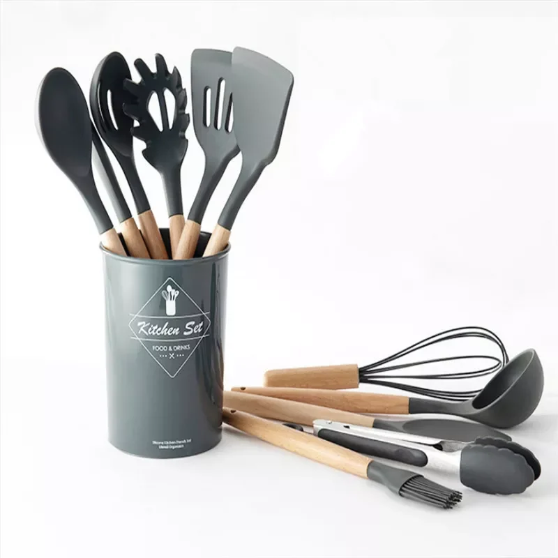 

Silicone Kitchen Utensils Set Non-stick Spatula Shovel Wooden Handle Cooking Tools Utensilios Kitchen Accessories Tool