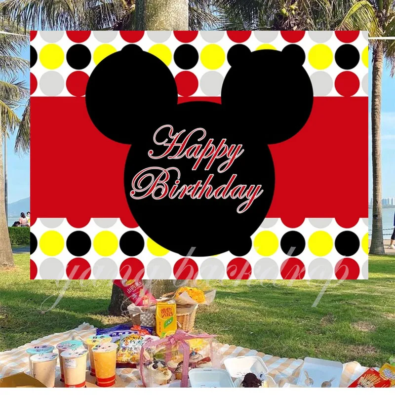 

Custom Mouse Backdrop Starry Sky Baby Shower Boys Happy Birthday Party Photo Background Photocall Prop Decoration Banner