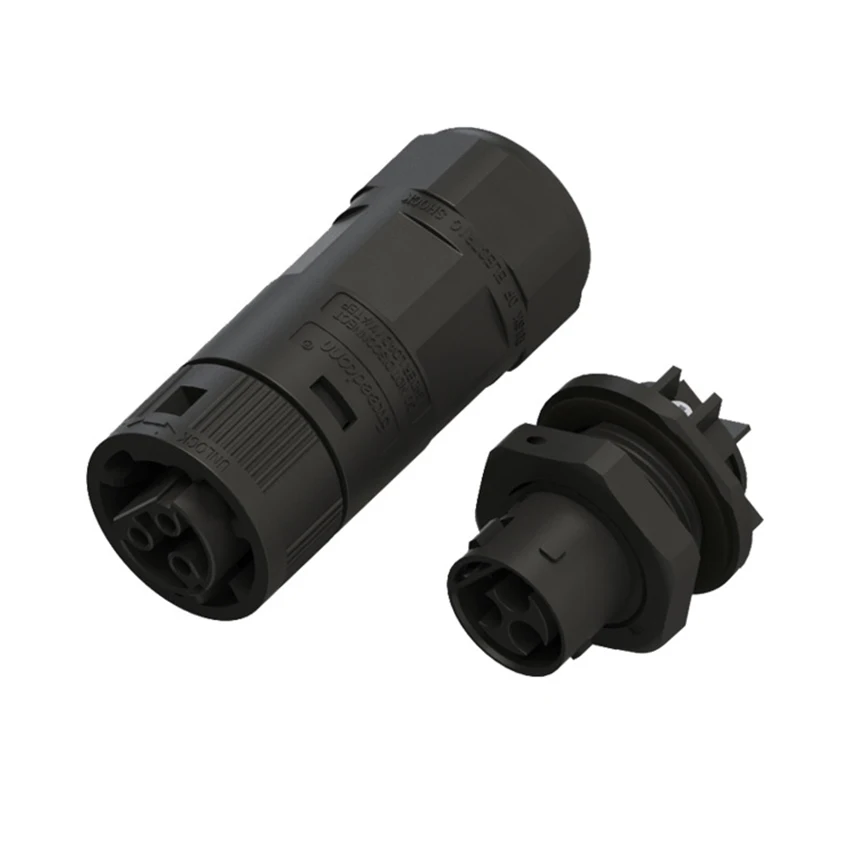 

10pcs/set 25A/32A IP68 Waterproof 3Pin Connector Screw Crimping/ Riveting Male Plug Female Socket Panel Photovoltaic Electrical