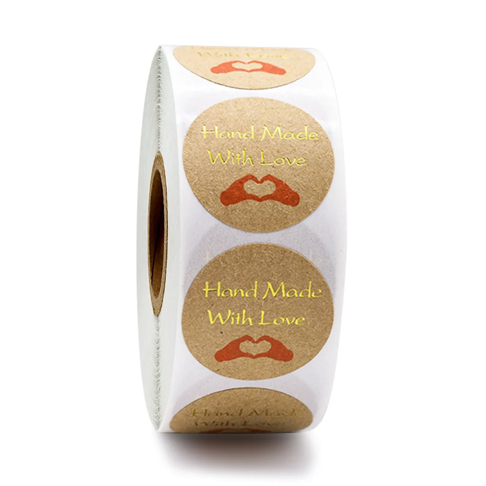 

Набор круглых наклеек "handmade with love", 50 шт.