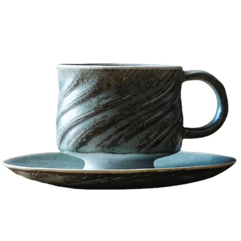 

Handmade Teacups with Handle Small Exquisite Teacups and Saucers Set Japanese Ceramic Coffee Cups Retro Mugs Afternoon Tea Cup