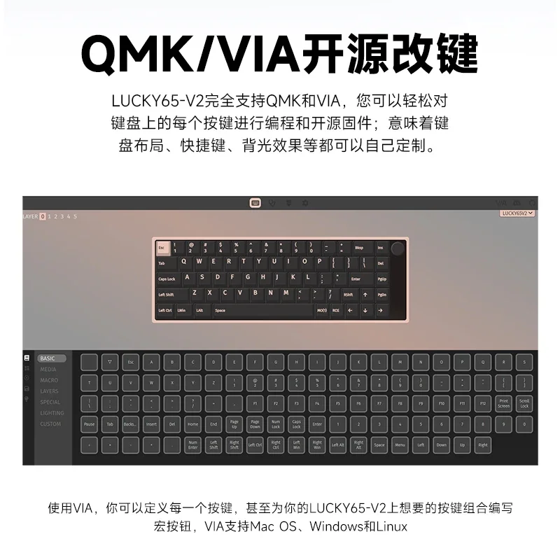 WEIKAV Lucky65 Комплект клавиатуры Индивидуальная беспроводная Bluetooth RGB Трехрежимная