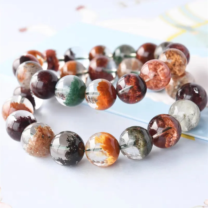 

Natural Colorful Phantom Quartz Bracelet Women Man Power Round Beads Stretch Crystal Bracelet 8mm 10mm 11mm 12mm 13mm 14mm AAAAA