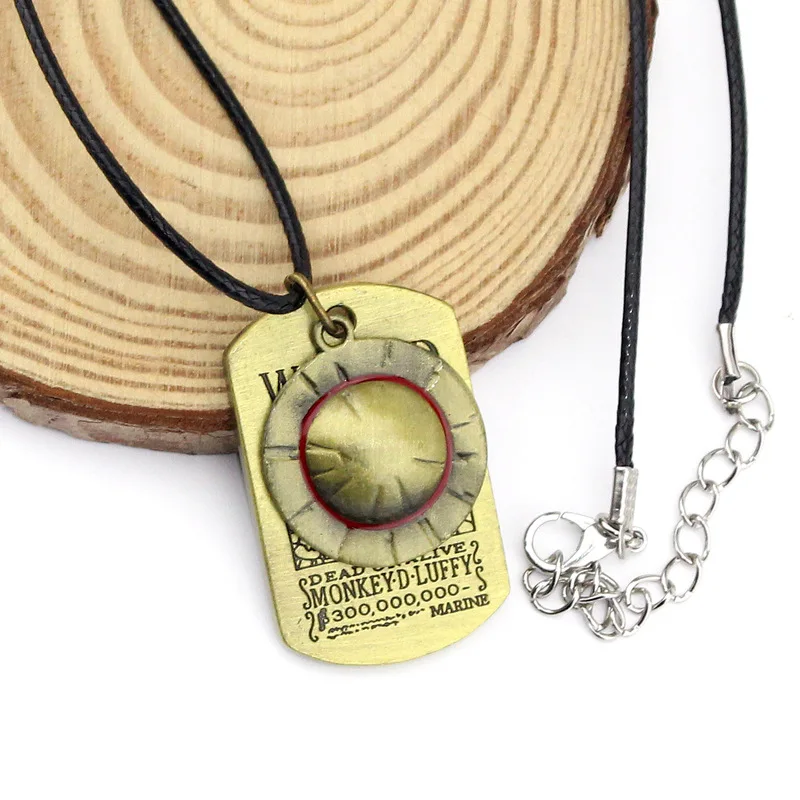 

Anime Wanted Token Necklace Luffy Straw Hat And Skull Logo Dog Tag Pendant Necklace Men Fashion Choker Accessories