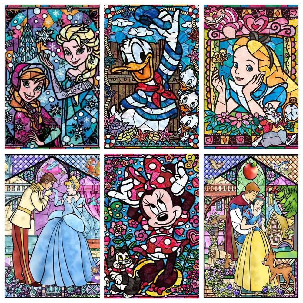 

Disney 5D DIY Diamond Painting Cartoon Prince and Princess Cross Stitch Set Hand Gift Children Bedroom Home Wall Art Decoration