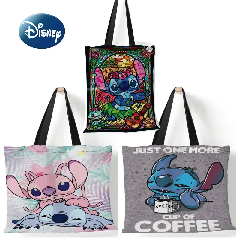 Женская Холщовая Сумка с рисунком Disney Stitch большая емкость Размеры 35x40 см
