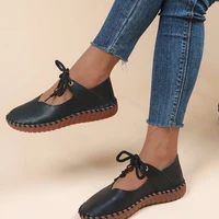 2022 casual woman shoe female soft all match flats round toe leather summer new 2022 leisure breathable sports shoes large size