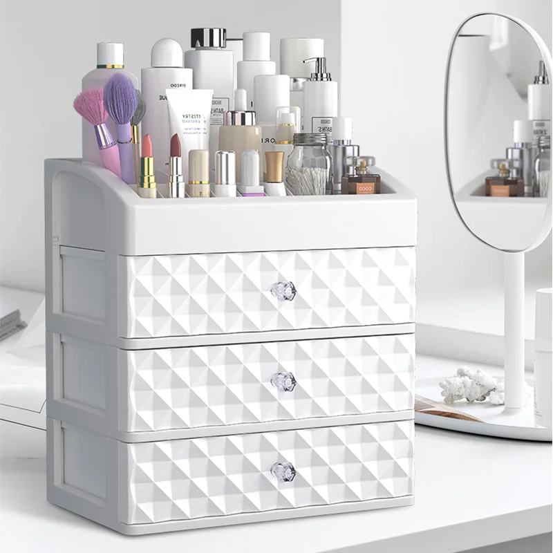 

Cosmetic Makeup Organizer Plastic Drawer Beauty Box Nail Desktop Storage Jewelry if Brush Polish Lipstick Container