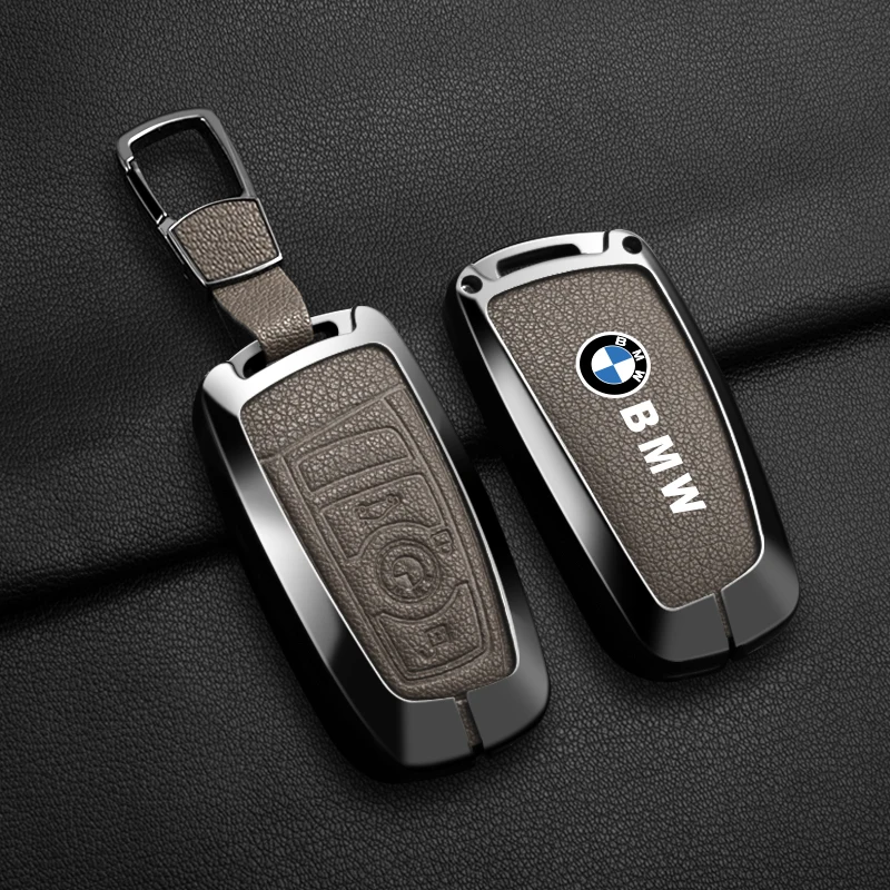 Фото Кожаный металлический чехол-накладка для автомобильного ключа BMW F 3 5 7 Series X3 X5 F10 F20 F30 F40 E90 E92 E93 CAS4 FEM EWS5 с наклейкой №3