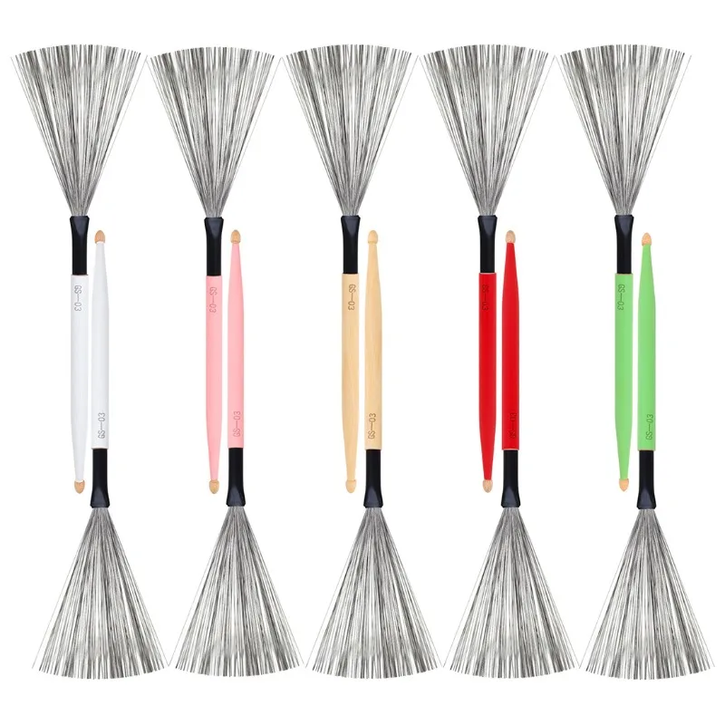 

2pcs Metal Wire Drum Brushes Cleaning Tool Portable Jazz Drum Brushes Musical Brush 39cm Retractable Handles Brushes