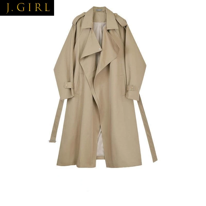 

Trench Women Long Style Solid Vintage Minimalist Autumn Elegant Temperament Leisure Basic Feminino Cozy Outwear Fashion Clothes
