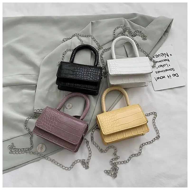 

2021 New Women Bag MINI bag PU Flap Chains Fashion Alligator Solid Shoulder Bags Purses and Handbags Summer Bag Small Handbags