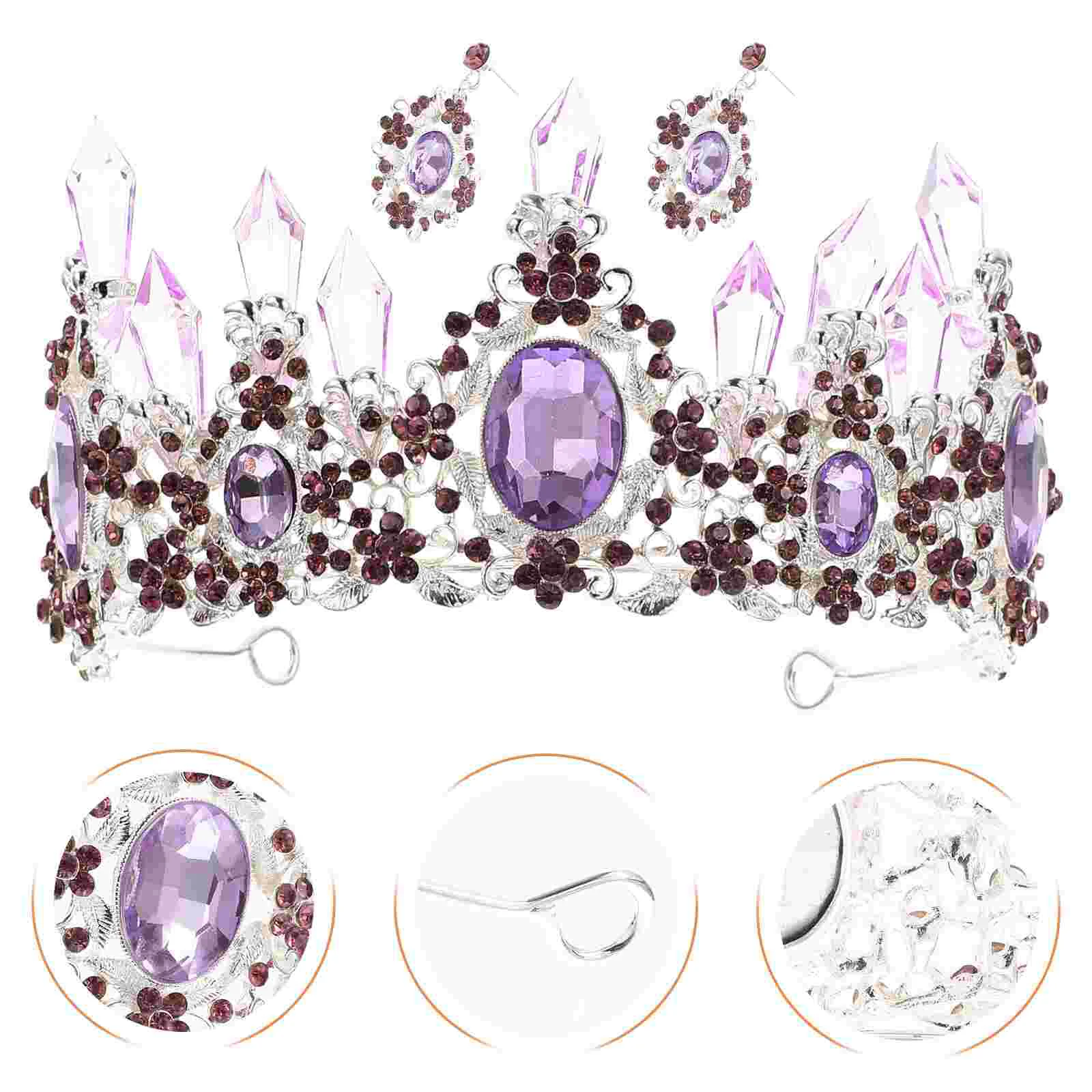 

Bride Wedding Tiara Bridal Earringscrystalcrowns Earring Tiarasrhinestone Hair Accessories Jewelries Prom Headband Setwoman Girl