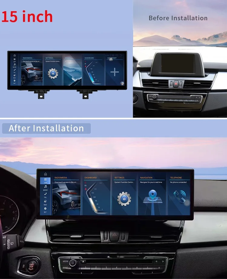15-дюймовая 256G Android 14 автомобильная GPS-навигационная система медиа-стерео радио