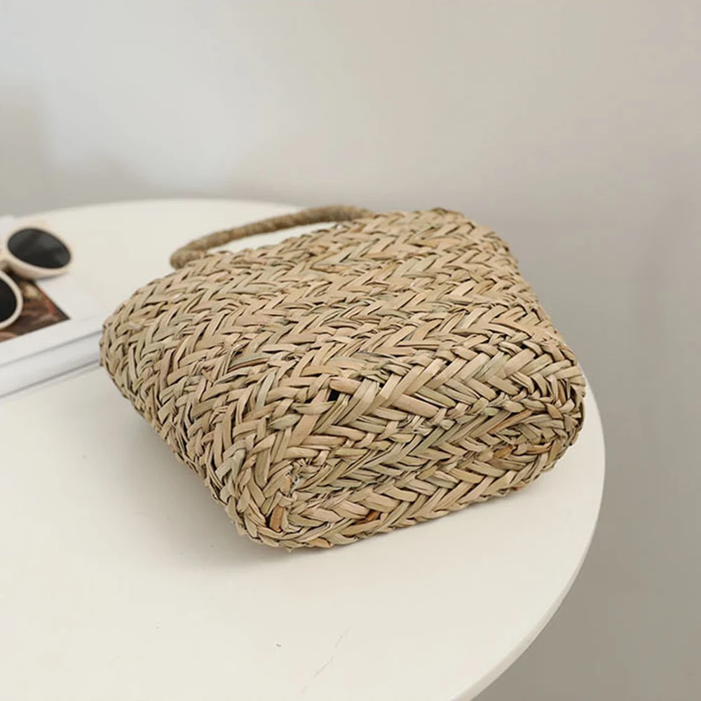 Bohemian Rattan Bag Handbags and Purse Woven Straw Basket Bags for Women 2022 Bali Travel Beach Bag Vacation Shopper Tote Clutch