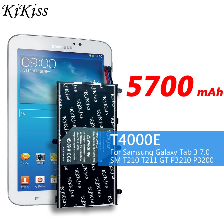 

Аккумулятор T4000E для Samsung Galaxy Tab 3 7,0 SM T210 T211 GT P3210 P3200 SM-T210 T217 T2105, емкость 5700 мАч