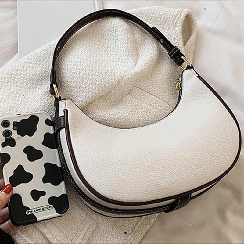 

Women Shoulder Bags 2022 New PU Leather Purses and Handbags Female Shopper Spring and Summer Fashion Casual Simple Crescent Bags