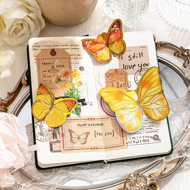 

2 sheets butterfly foil multicolor literature art multi-style handbook DIY decorative stickers scrapbooking material 6 models