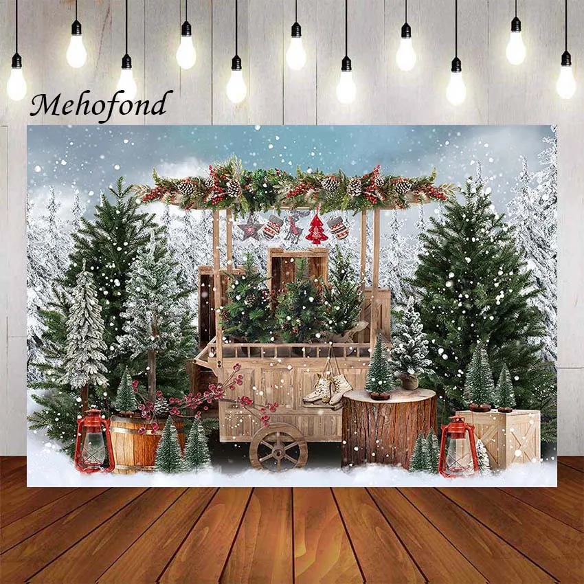 

Mehofond Photography Background Christmas Winter Snowy Xmas Forest Pine Trees Kids Family Portrait Decor Backdrop Photo Studio