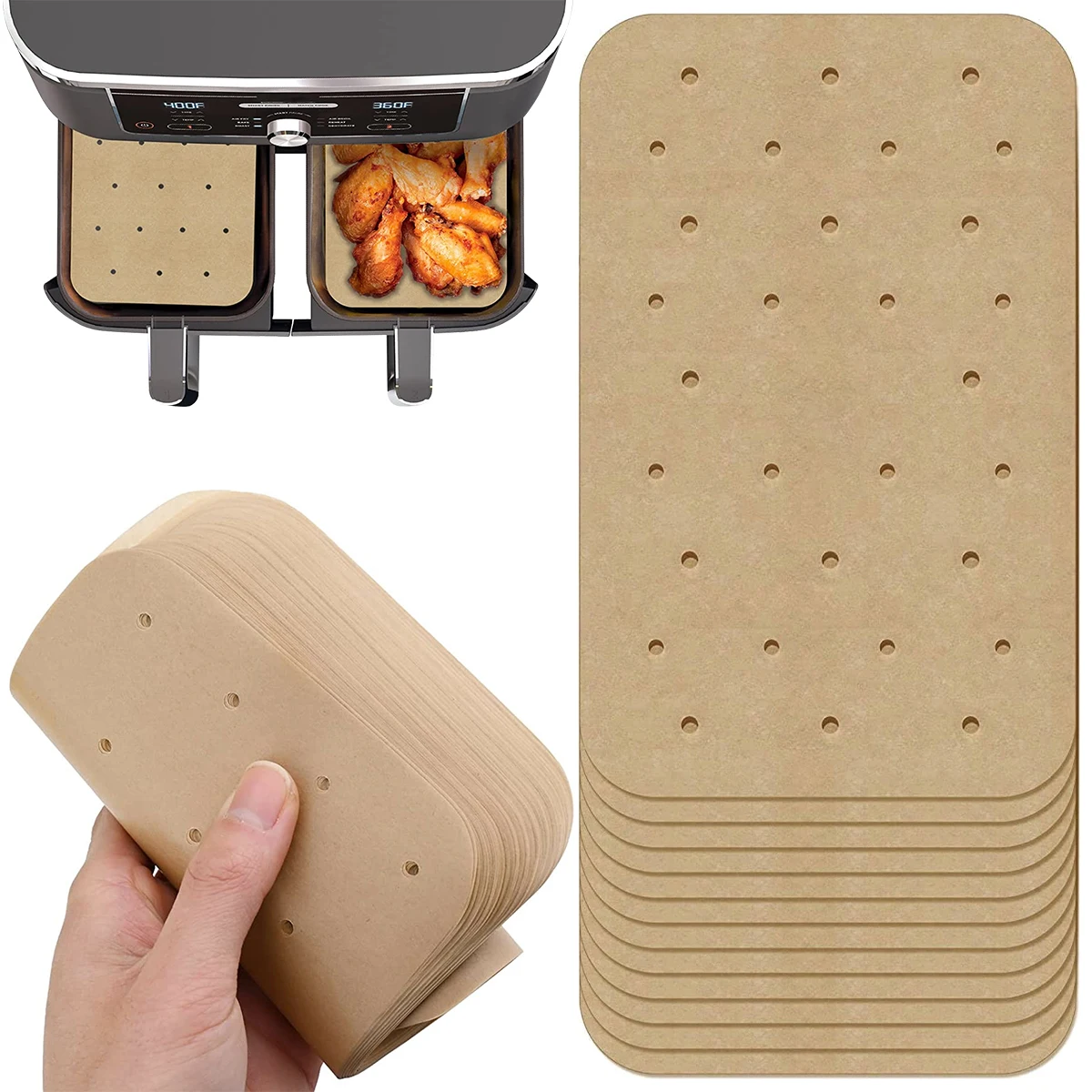 

Бумага для фритюрницы, прямоугольная, с закругленными углами, антипригарная, для духовки, выпечка, жарка, 200 шт.