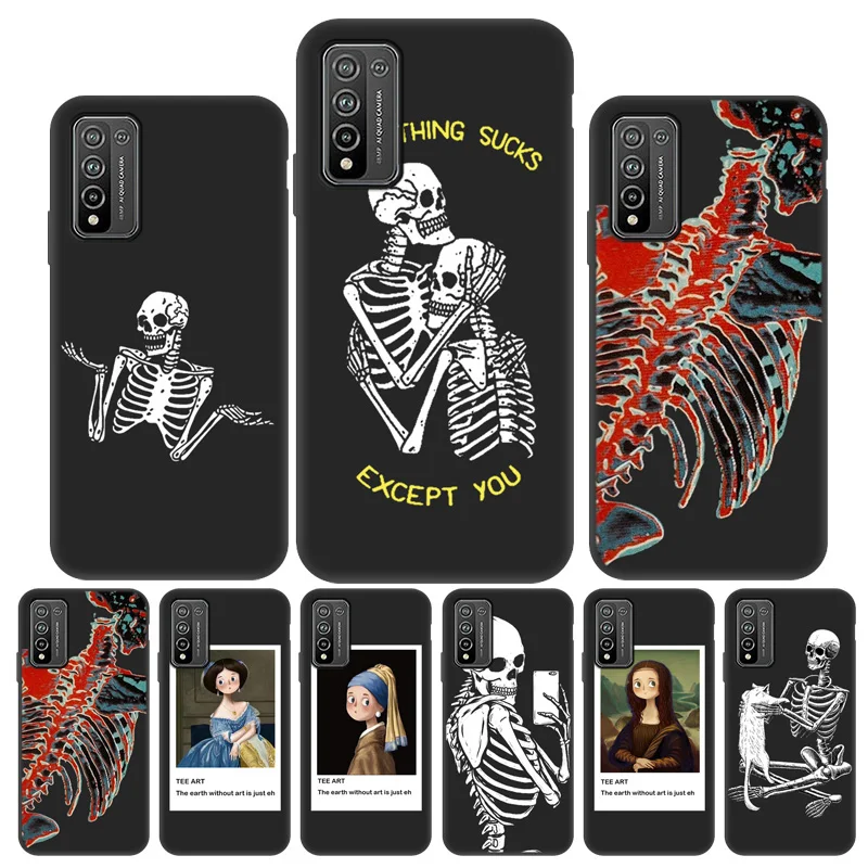 

Cool Skull Skeleton Phone Case For Huawei Honor 50 Case Honor 20 10 50 Lite Pro 8A 10i 8X 9X Lite 9A 9S 9C 8C 10X 30S Back Cover