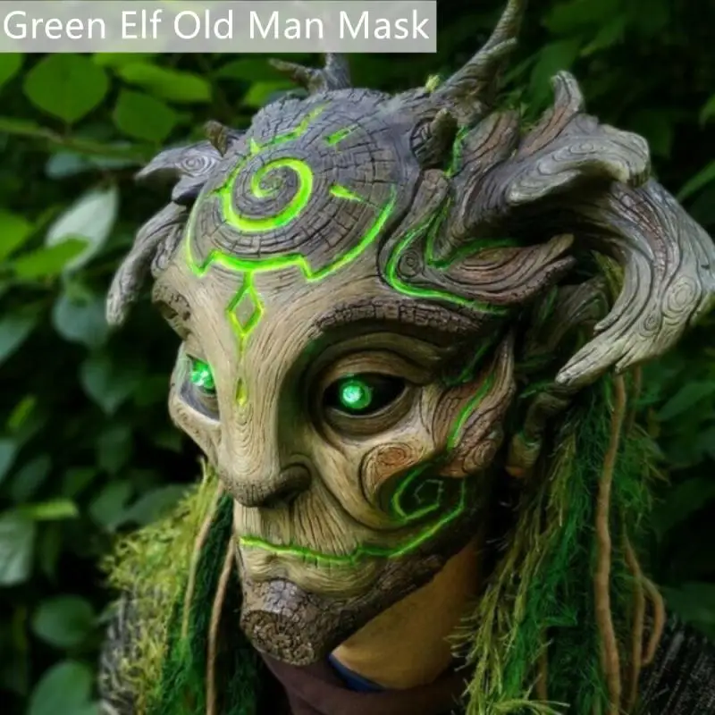 

Green Elf Old Man Latex Mask Realistic Cosplay Costume Headgear Creative Gift For Halloween Masquerade Party Decoration Props