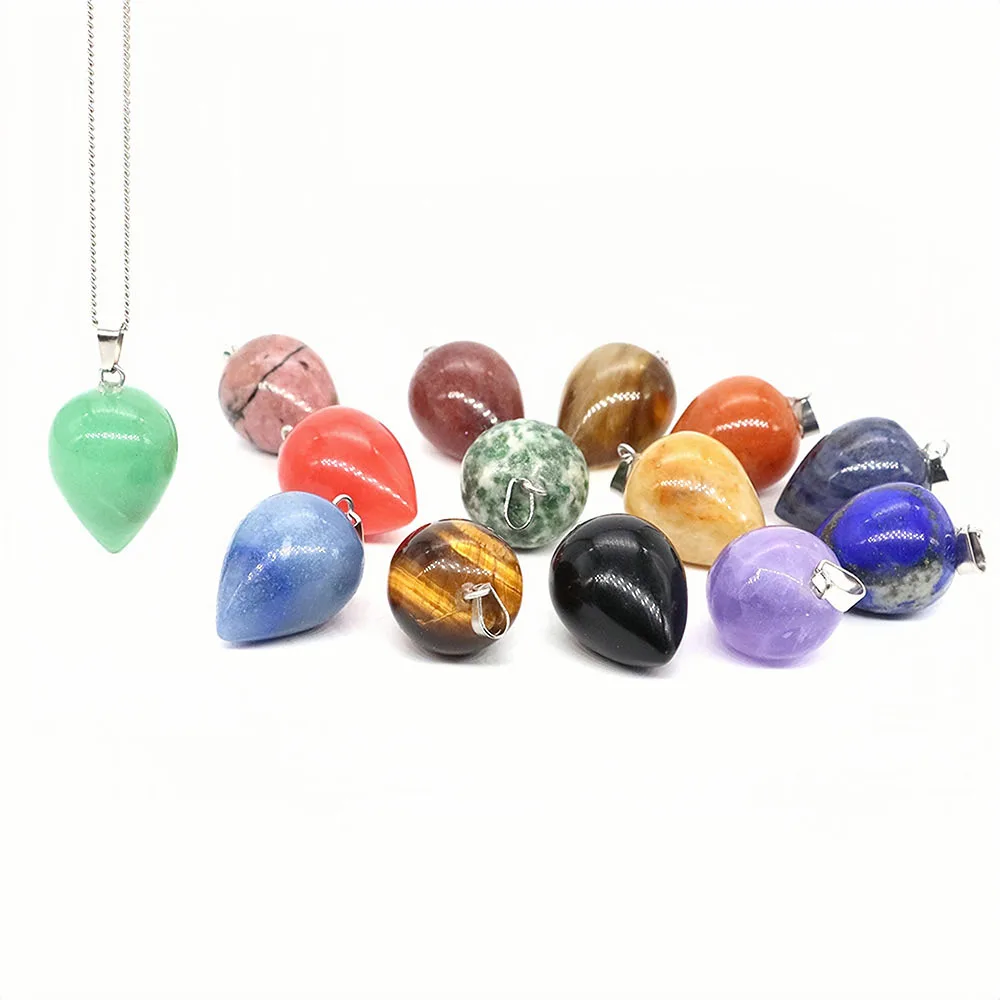 

25mm Natural Stone Water Drop Shaped Pendant Healing Crystal Beads DIY Necklace Earrings Charm Gemstone Jewelry Accessory Gifts