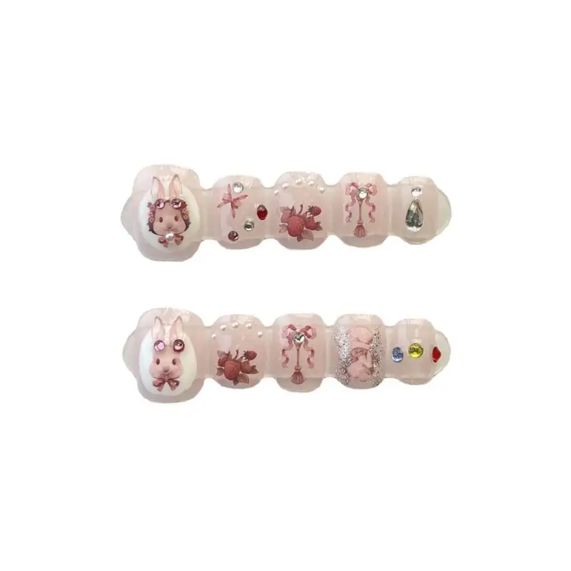 

Rabbit Fake Nails Advanced Patch Rabbit Handmade Strawberry Nail Stickers Strawberry Fake Nails General New Nail Art Wear Armor