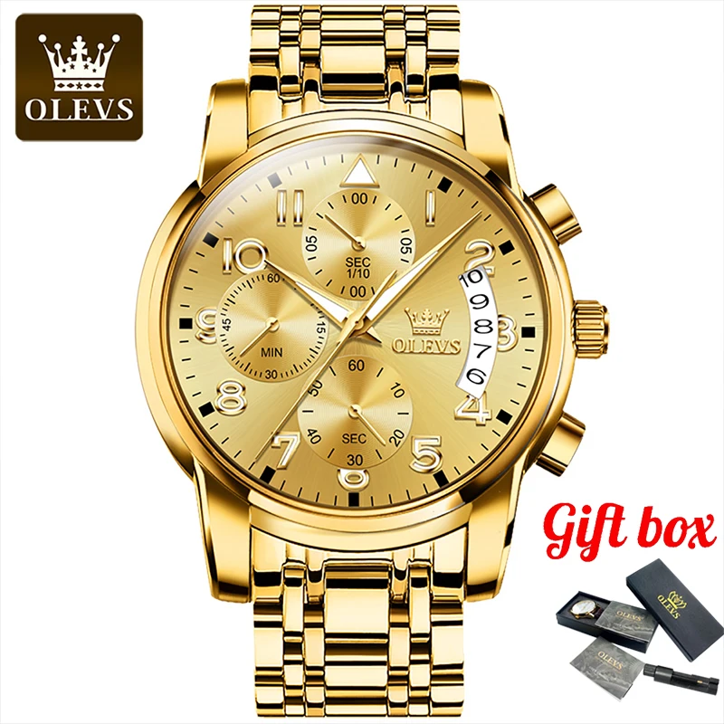 

OLEVS 2022 Hot Chronograph Mens Watches Top Brand Luxury Sport Watch for Men Fashion Tourbillon Decorate Quartz Wristwatches