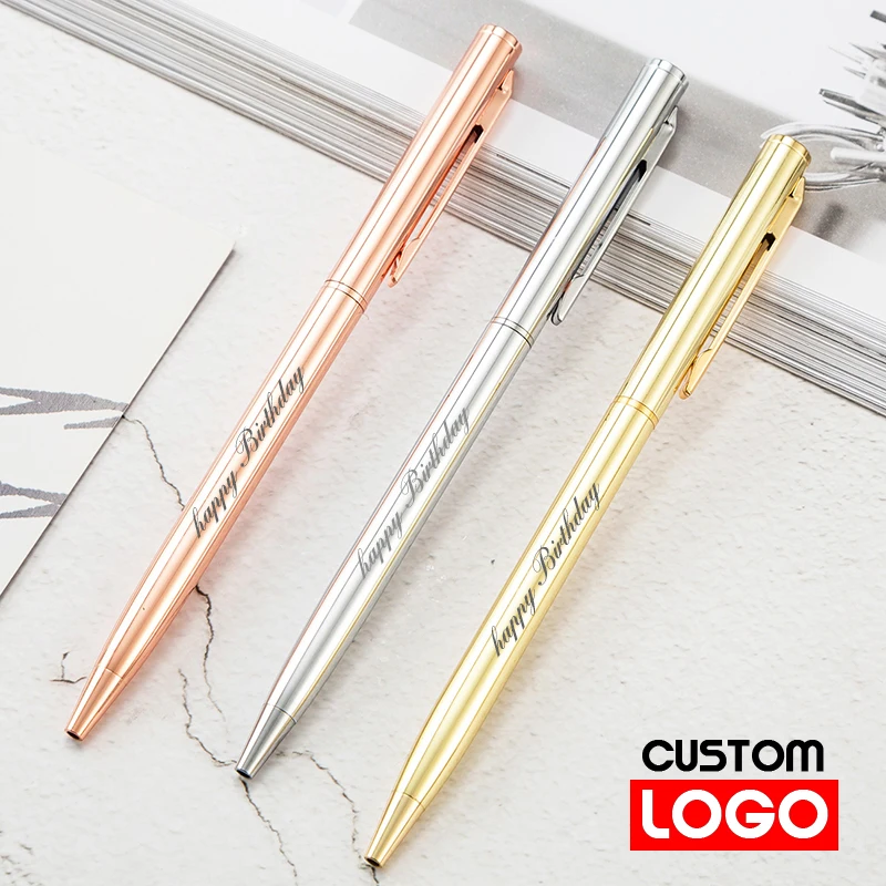 

25 pcs silver 25 pcs godlen 10 pcs rose gold Metal Ballpoint Pen Rose Gold Pen Custom Logo Advertising Lettering