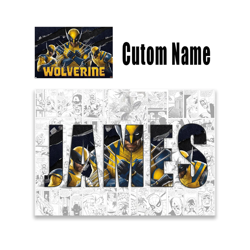 Персонализированное имя индивидуальный постер Дэдпул и Росомаха фильм Диснея