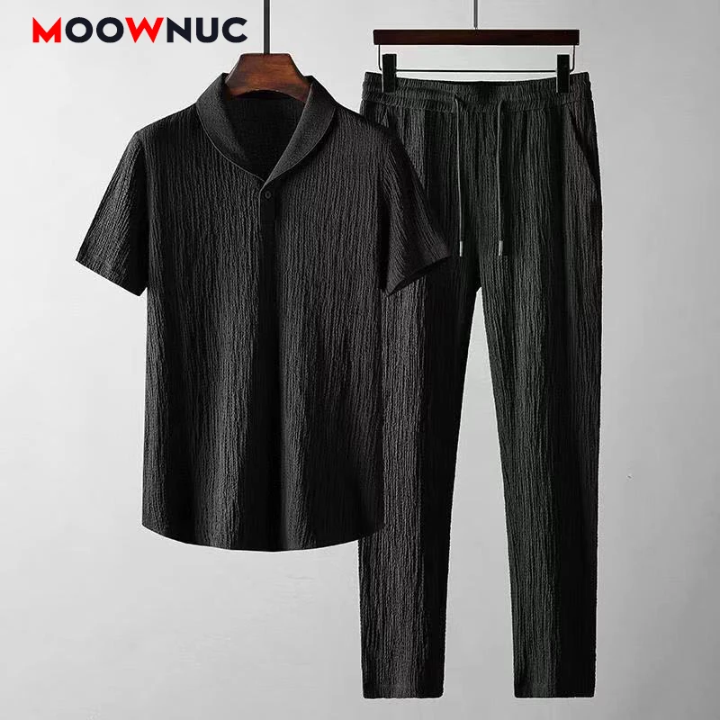 New T-Shirts + Pants Summer Sportswear Men's Casual Sets 2022 Jogger Male Fashion Tracksuits Quick-Drying Hombre MOOWNUC