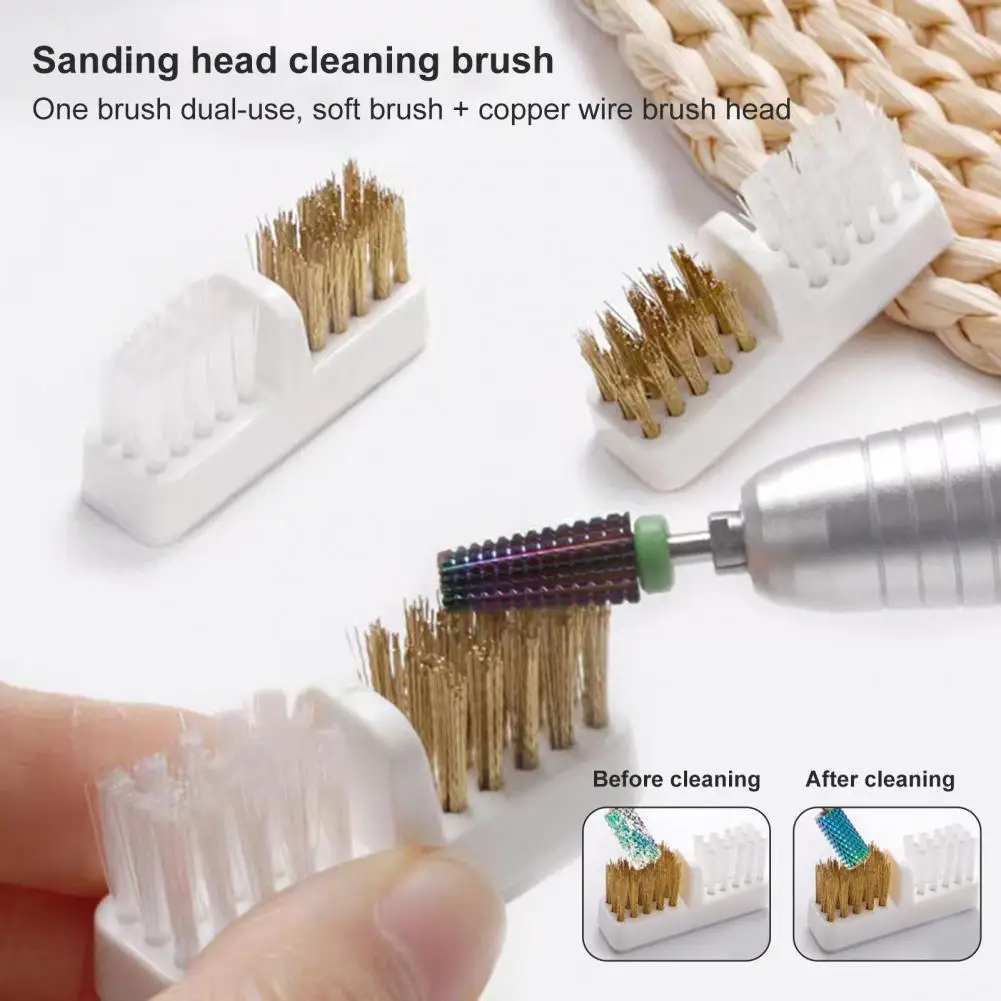 

Drill Bit Brush Dual Head Reusable Dense Bristle Anti-shedding Compact Size Multipurpose Steel Wire Electric Manicure Drill Clea