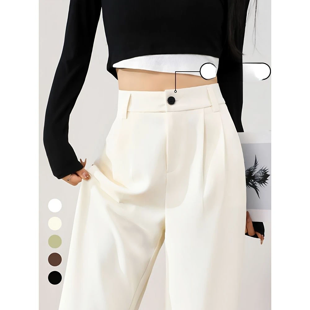 

Женские брюки с разрезом спереди, шикарные модные офисные женские длинные прямые брюки, эластичные свободные брюки-карандаш с высокой талией, комбинезоны J126