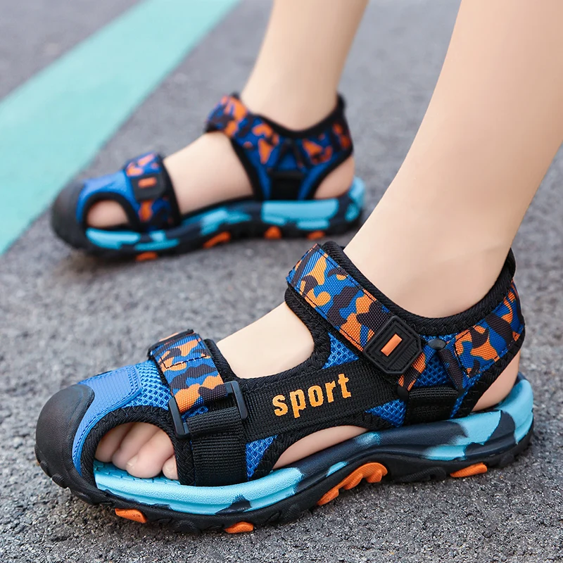 Brand Kids Beach Sandals Breathable Non-slip Sports Sandals Boys Outdoor Summer Beach Shoes Soft Flat Closed Toe Safty Shoes