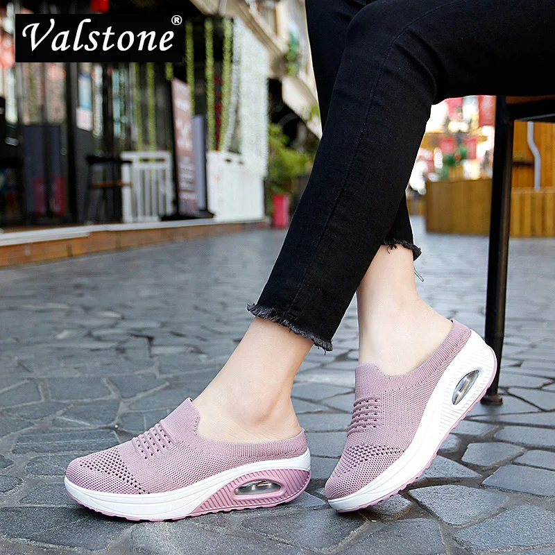 

Valstone Mesh Lightweight Casual Shoes for Women Fashion Slip-on Half Slippers Trend Breathable Comfort Footwear Big Size Flats