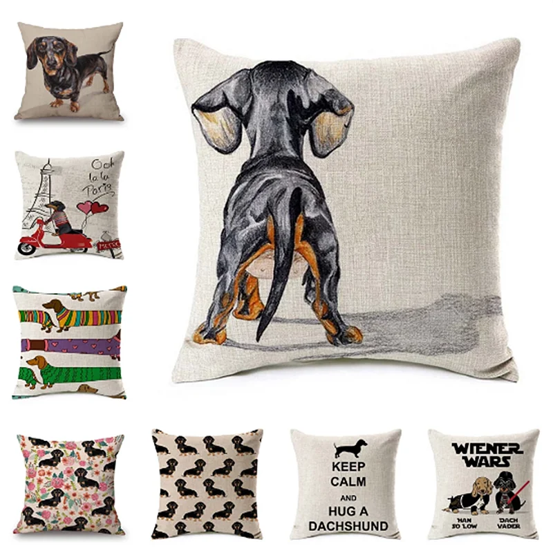 

Fashion Colorful Dog Printed Cushion Cover Dachshund Home Decorative Chair Sofa Throw Pillow Case Dog Pattern Pillowcase